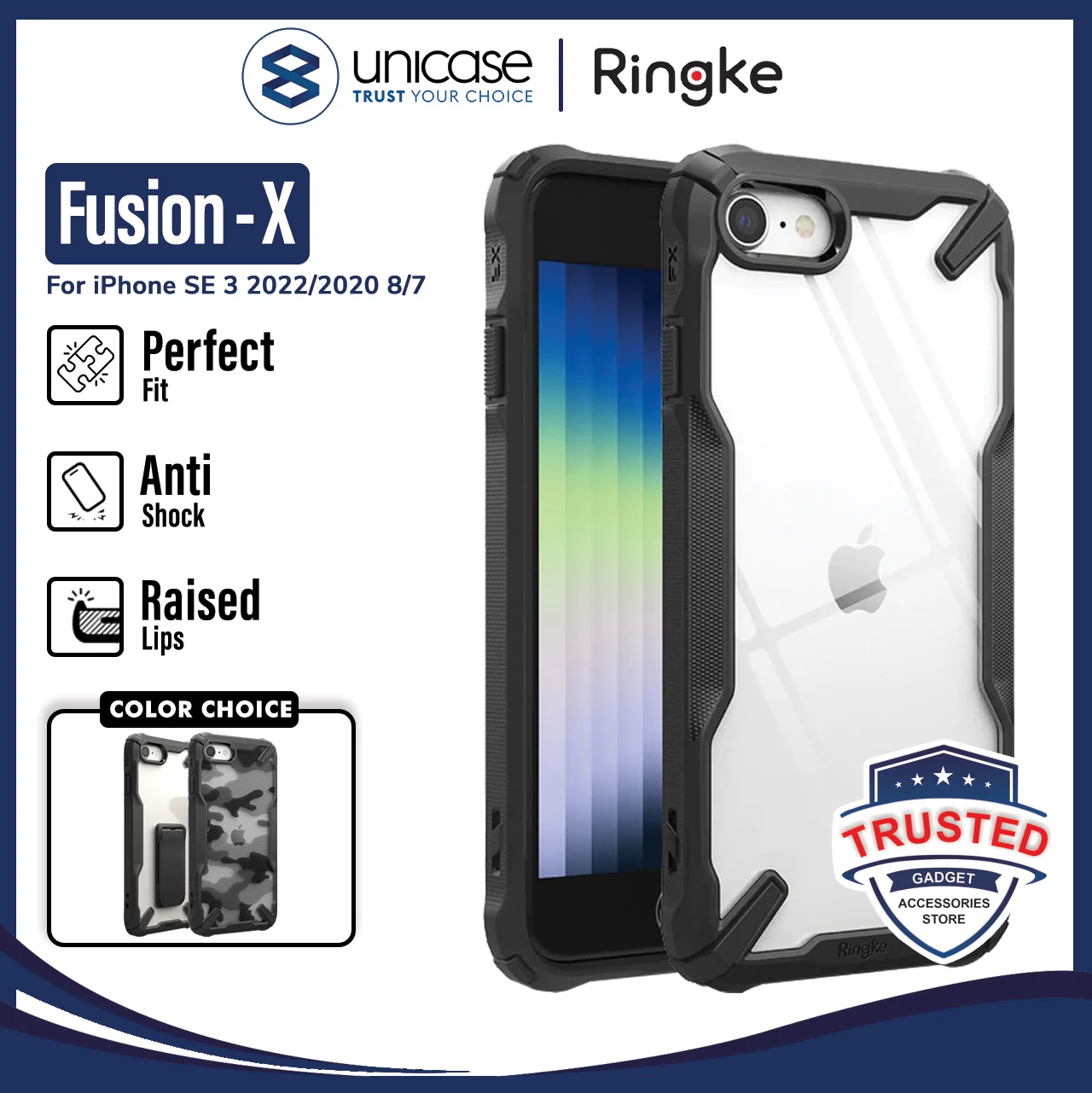 Case iPhone SE 3 2022 / 2020 8 / 7 Ringke Fusion X Anti Crack Casing