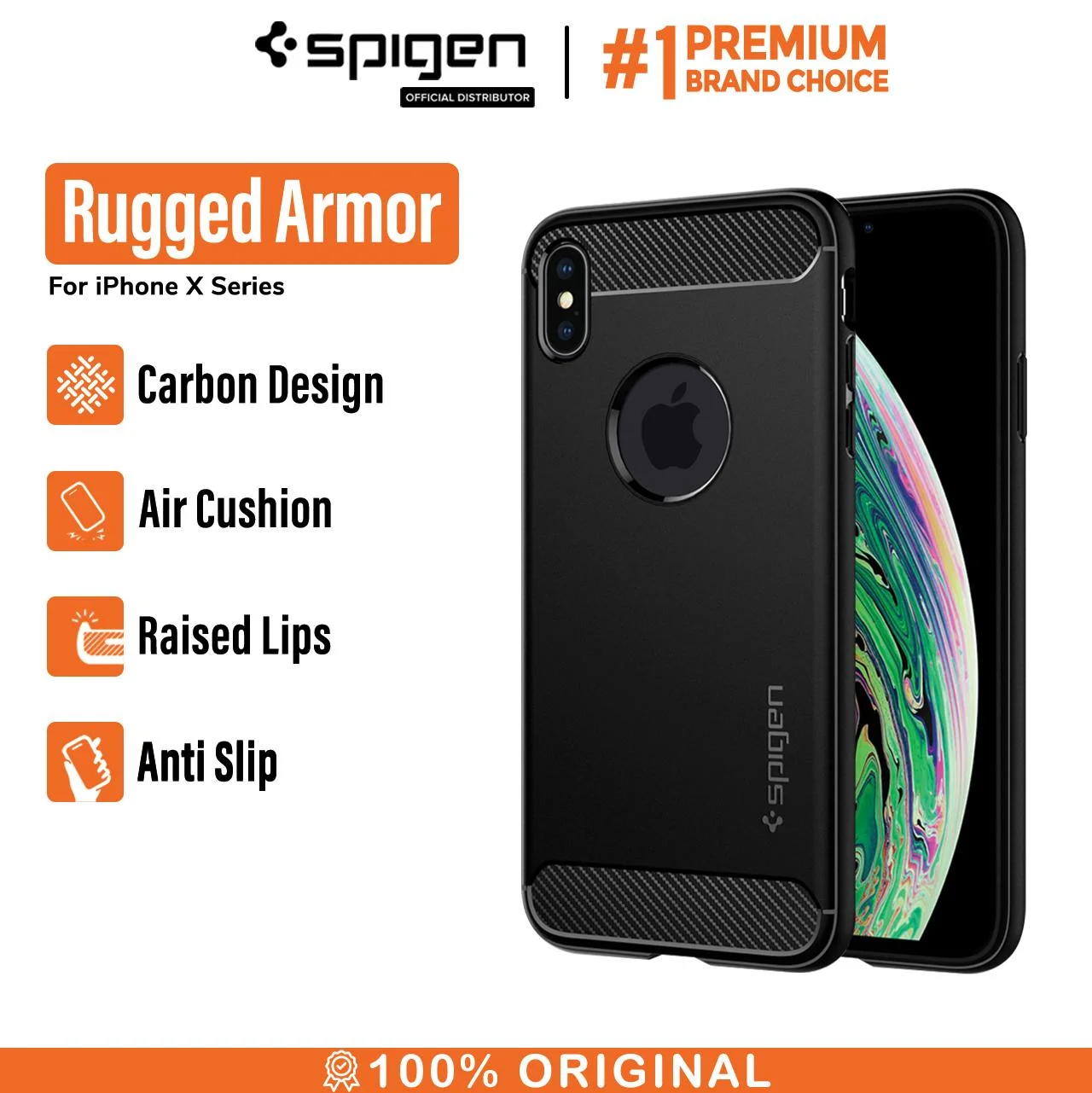 Case iPhone XS Max / XS / X / XR Case Spigen Carbon Fiber Rugged Armor
