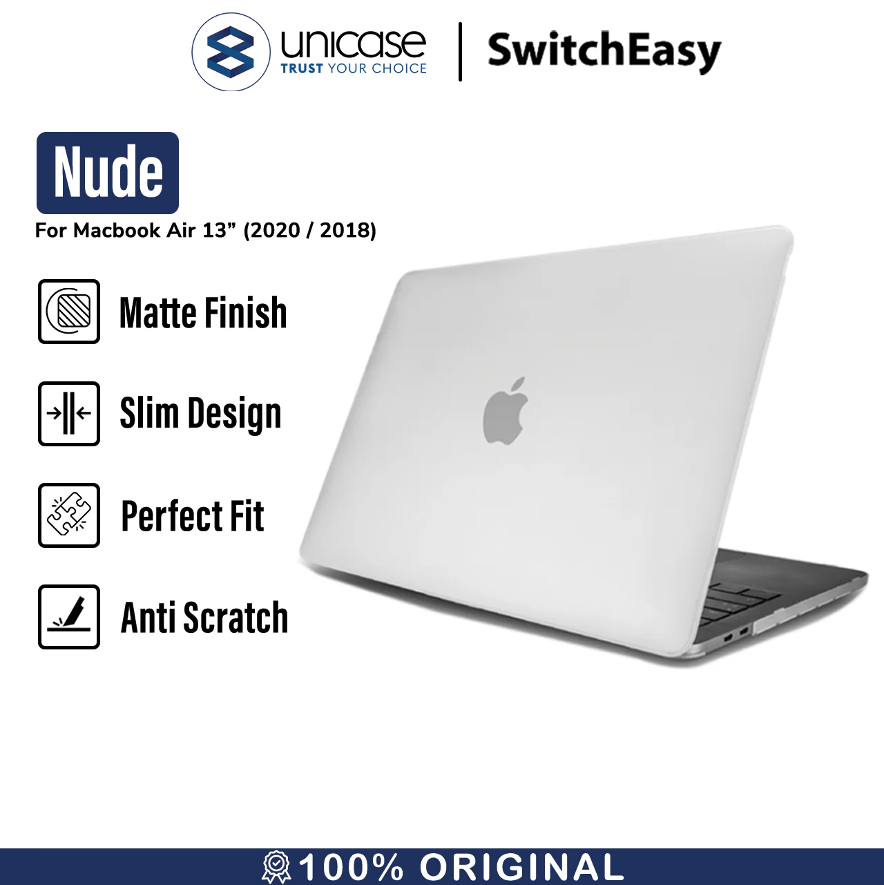 Case Macbook Air 13 2018 2020 SwitchEasy Nude Hardcase Matte Clear