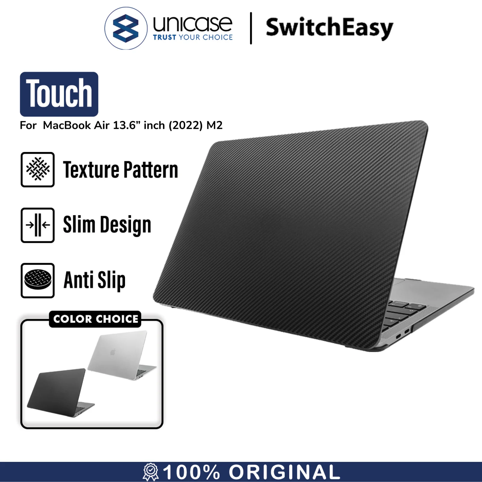Case Macbook Air 13.6 M2 2022 SwitchEasy Touch Slim Hard Cover Casing