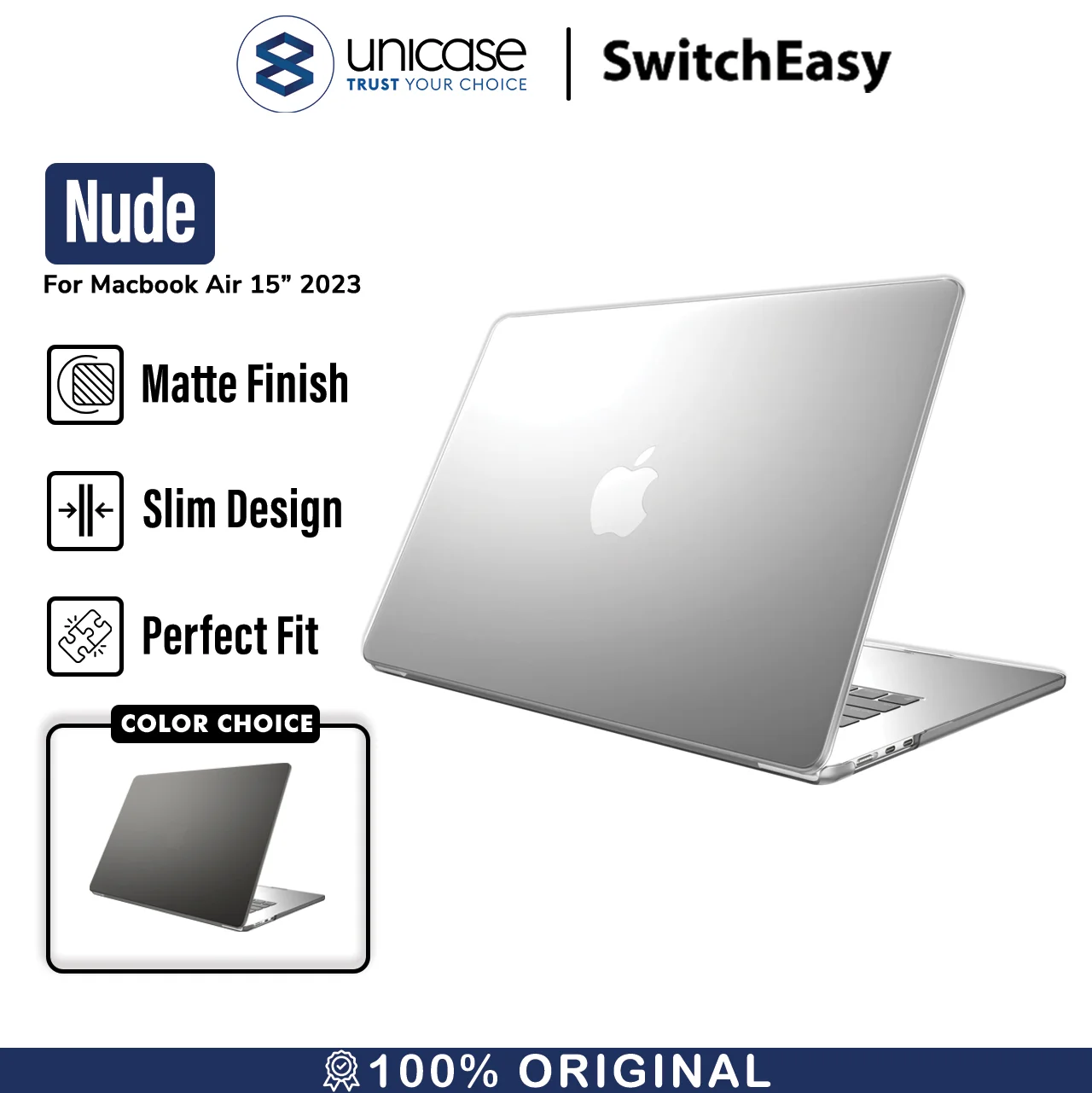 Case MacBook Air 15 2023 M2 SwitchEasy Nude Protective Hardcase Casing