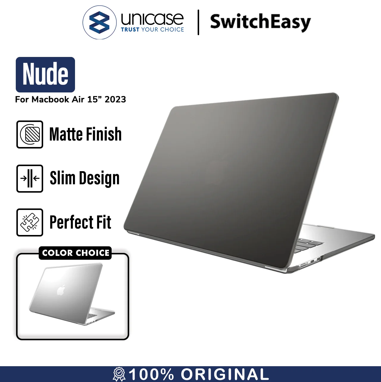 Case MacBook Air 15 2023 M2 SwitchEasy Nude Protective Hardcase Casing