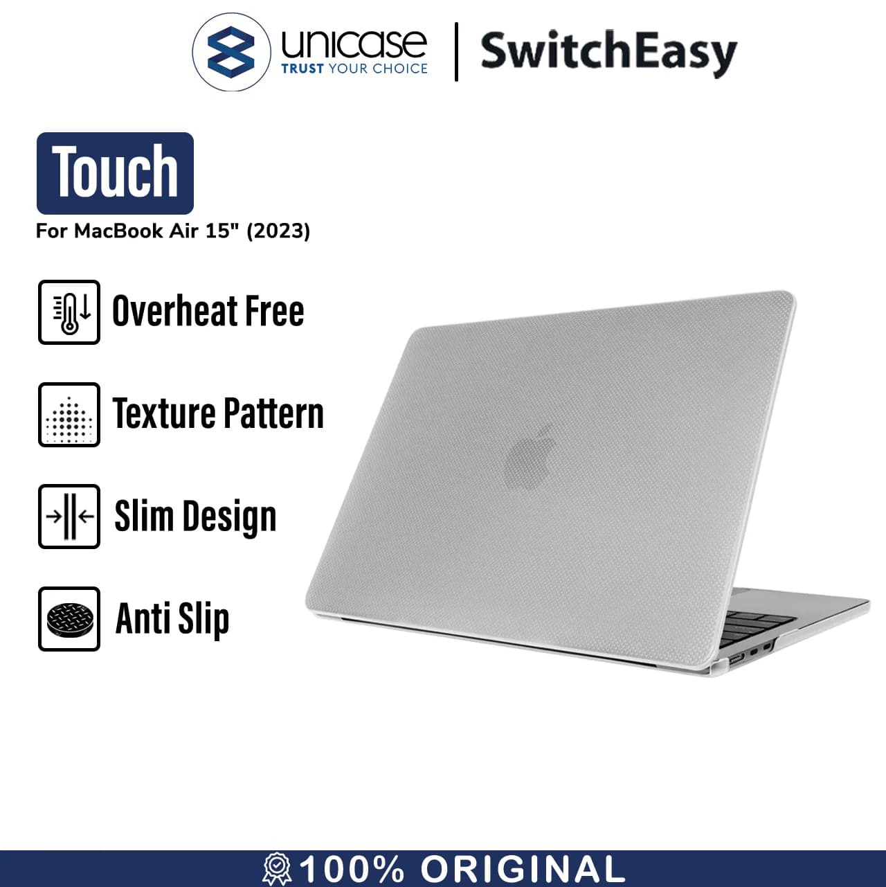 Case Macbook Air 15 M2 2023 SwitchEasy Touch Slim Cover Hard Casing