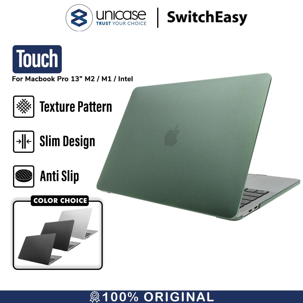 Case Macbook Pro 13 M2/M1/Intel 2022-2016 SwitchEasy Touch Hard Cover