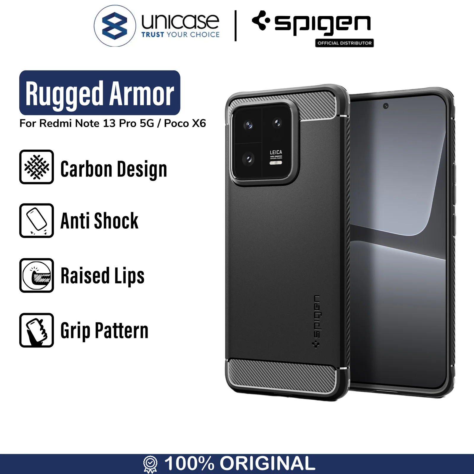 Case Poco X6 Redmi Note 13 Pro 5G Spigen Rugged Armor Matte Softcase