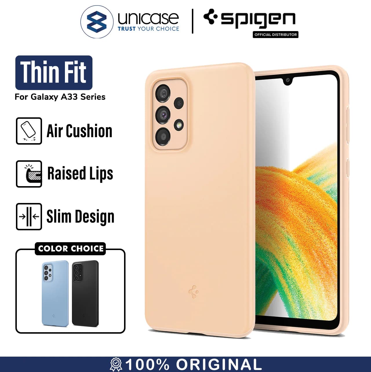 Case Samsung Galaxy A33 Spigen Thin Fit Slim Hybrid Anti Crack Casing