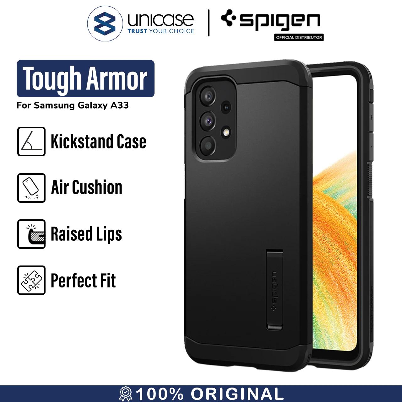 Case Samsung Galaxy A33 Spigen Tough Armor Anti Crack Stand Casing