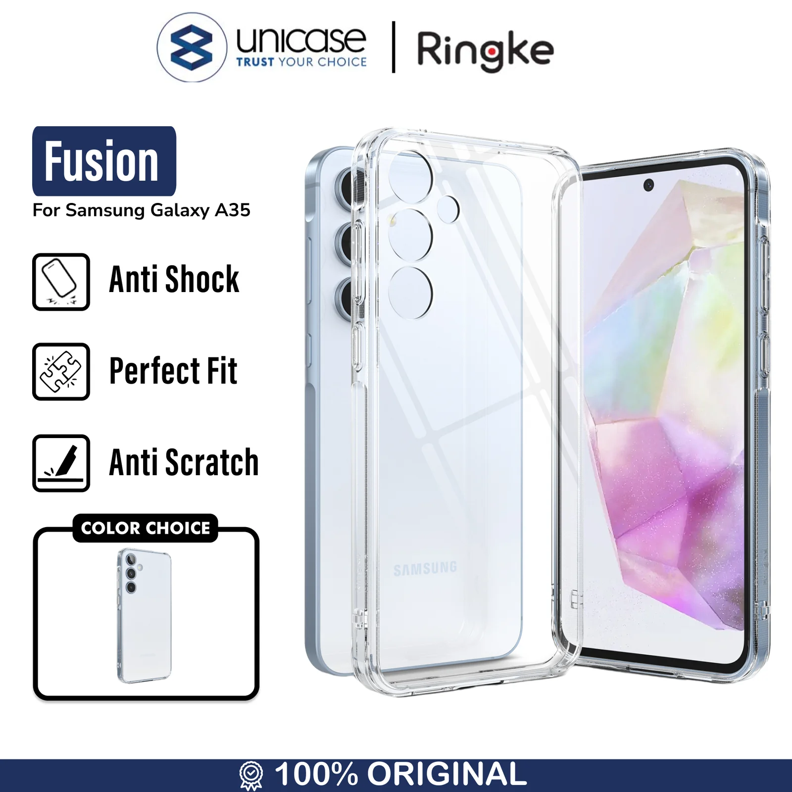 Case Samsung Galaxy A35 Ringke Fusion Clear Anti Crack Cover Casing