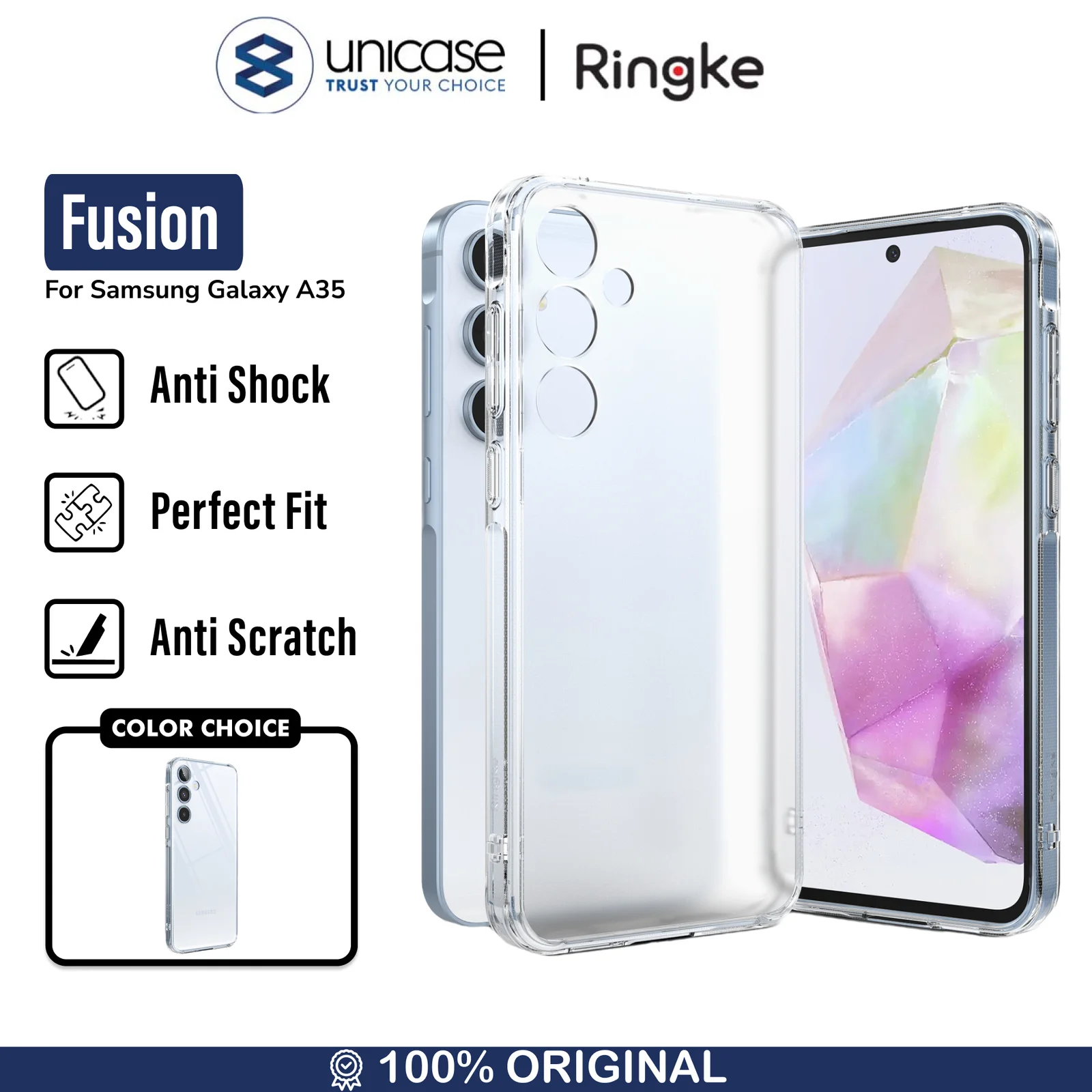 Case Samsung Galaxy A35 Ringke Fusion Clear Anti Crack Cover Casing