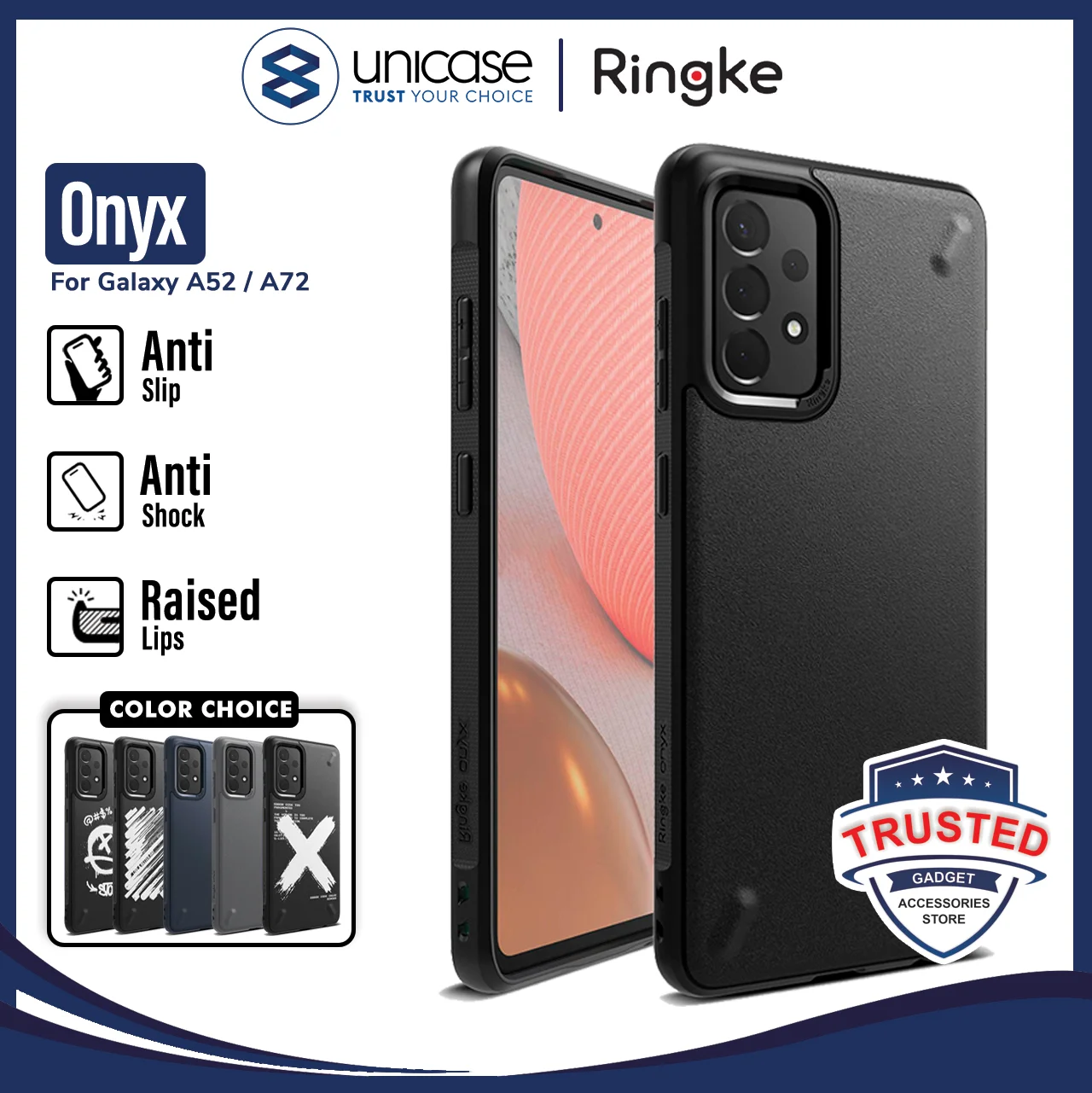 Case Samsung Galaxy A52 / A72 / A12 / A02 / M02 Ringke Onyx TPU Softcase Anti Slip casing
