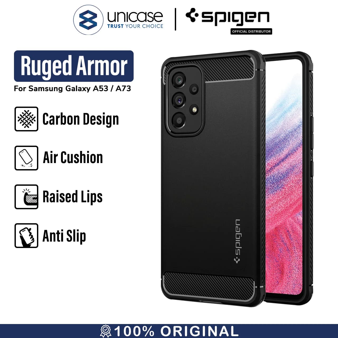 Case Samsung Galaxy A53 / A73 Spigen Rugged Armor Carbon TPU Casing
