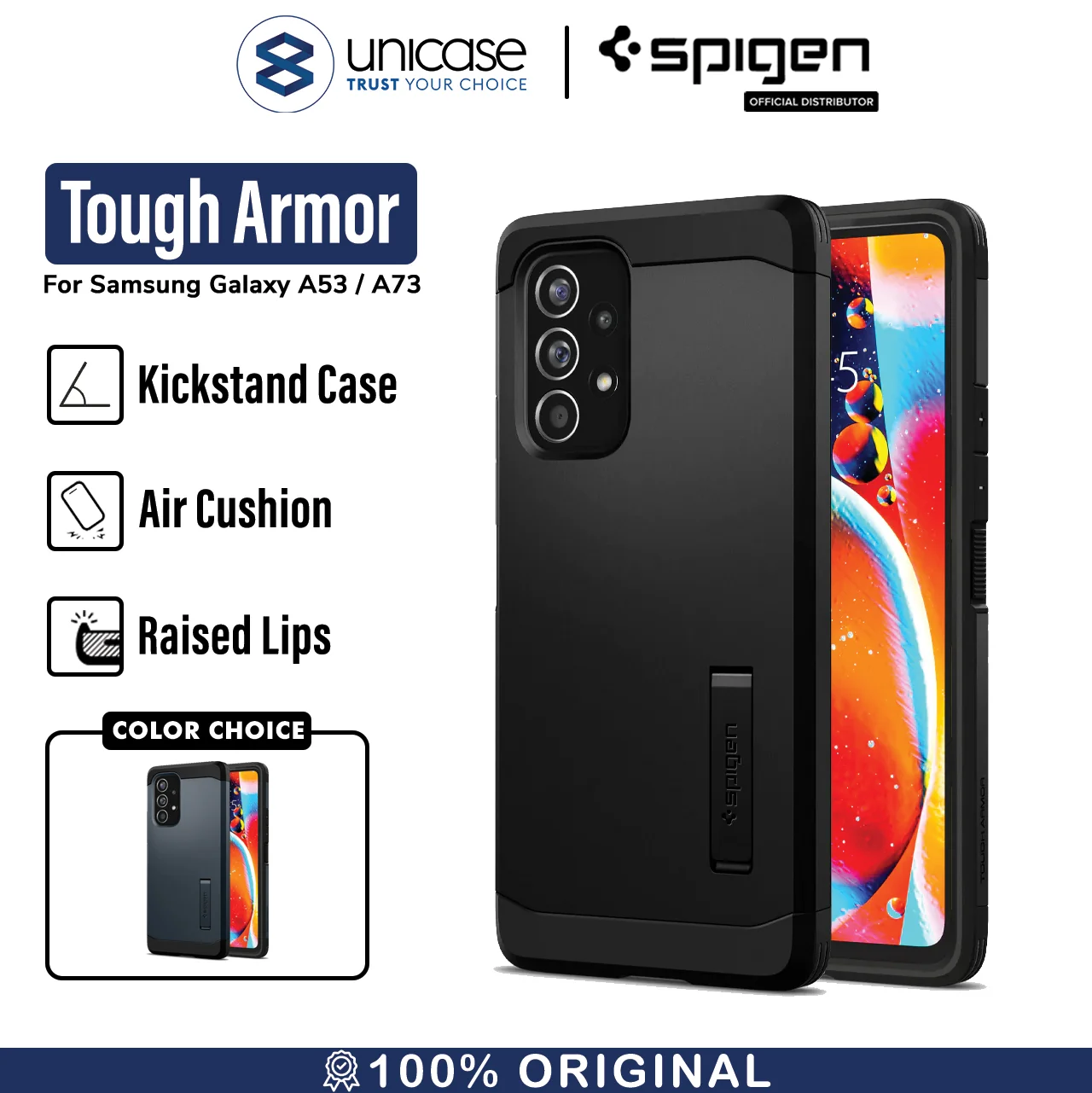 Case Samsung Galaxy A53/A73 Spigen Tough Armor Anti Shock Stand Casing