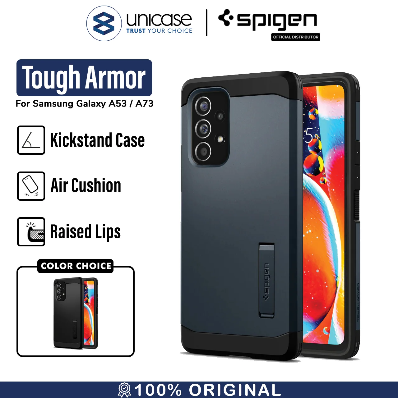 Case Samsung Galaxy A53/A73 Spigen Tough Armor Anti Shock Stand Casing