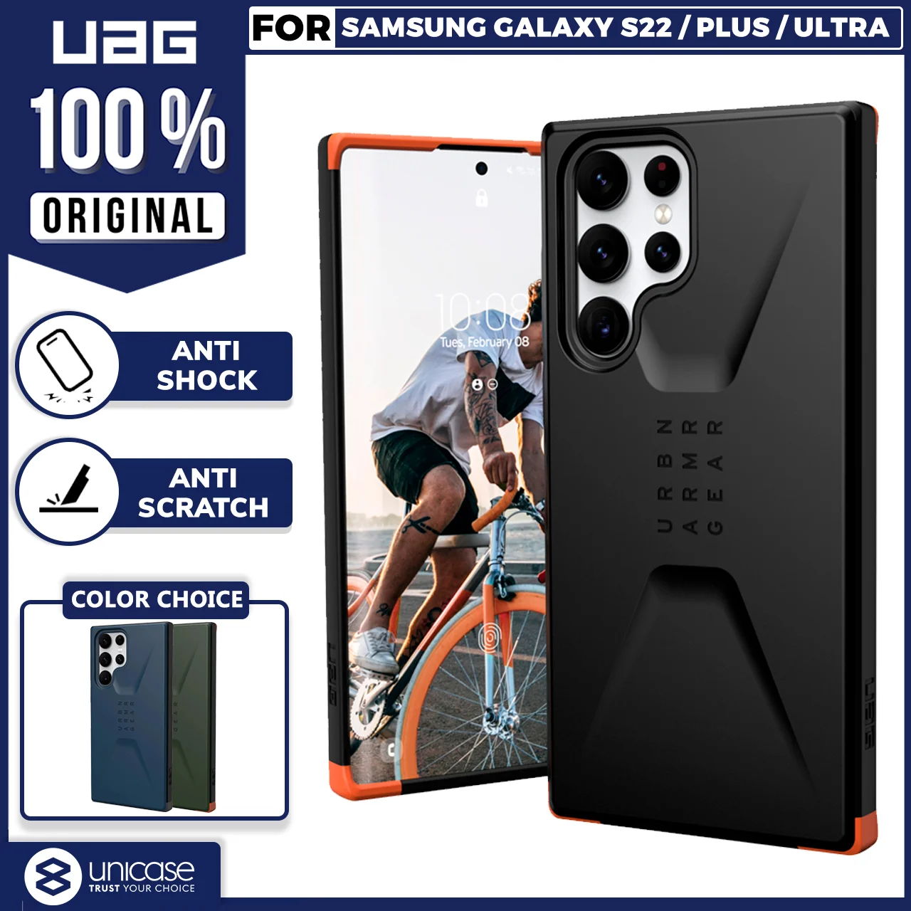 Case Samsung Galaxy S22 Ultra Plus 5G UAG Civilian Hybrid Armor Casing