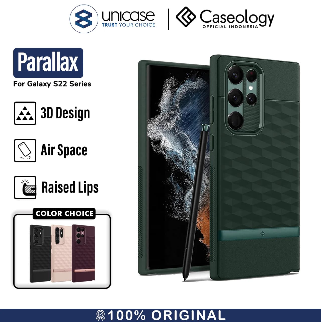 Case Samsung Galaxy S22 Ultra Plus Caseology Parallax 3D Hybrid Casing