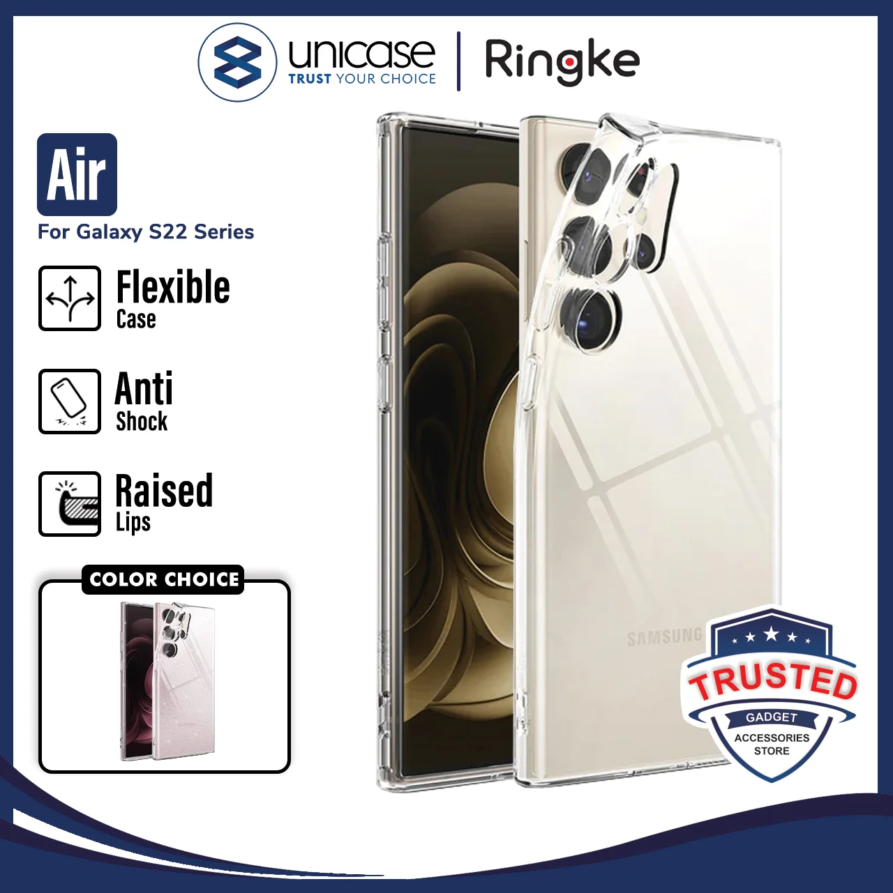 Case Samsung Galaxy S22 Ultra Plus Ringke Air Clear Softcase Casing