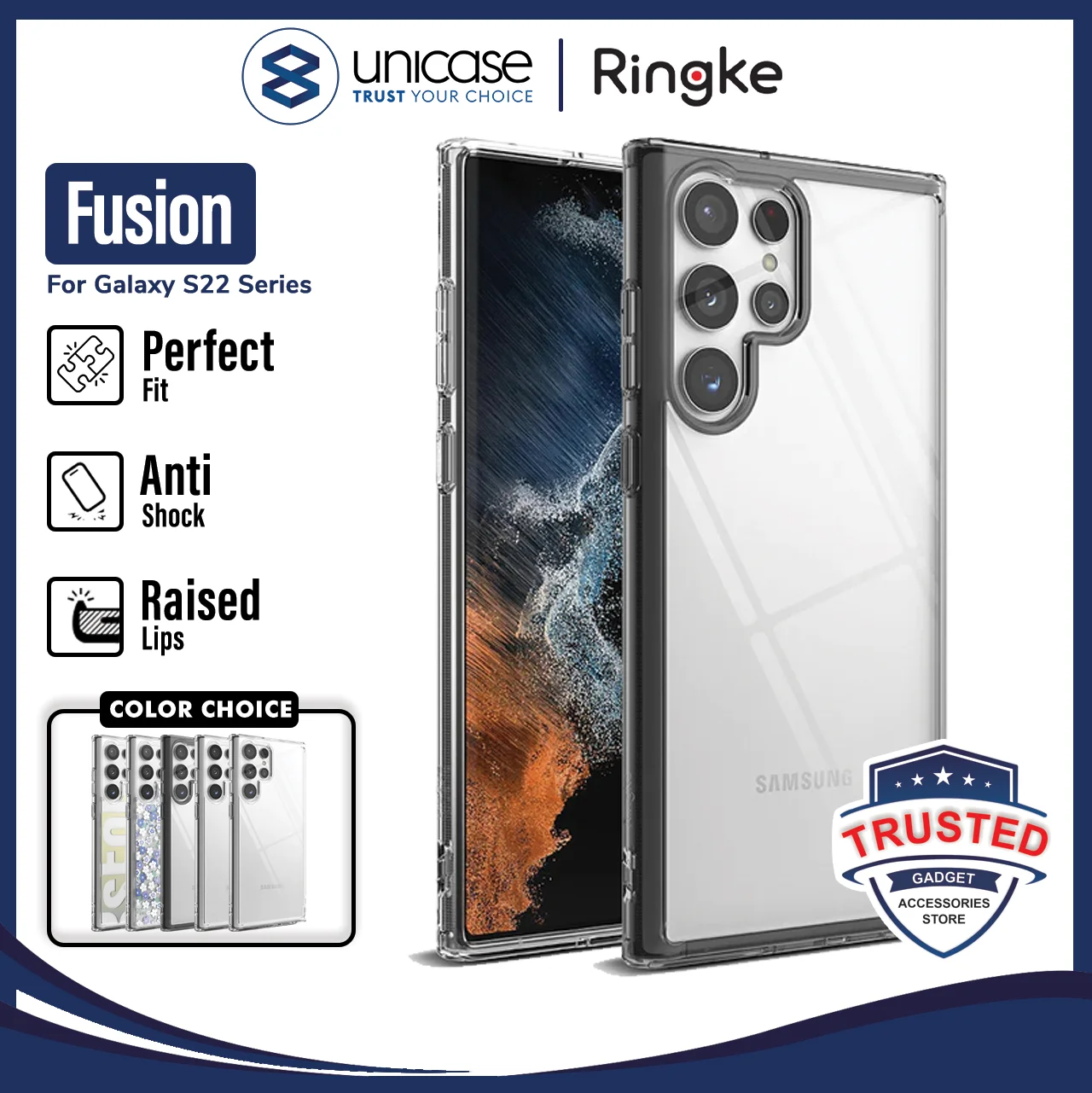 Case Samsung Galaxy S22 Ultra/ Plus Ringke Fusion Anti Crack Casing