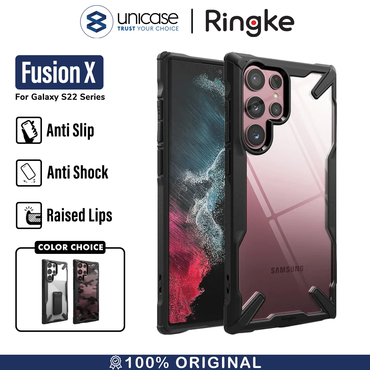 Case Samsung Galaxy S22 Ultra / Plus Ringke Fusion X Anti Crack Casing