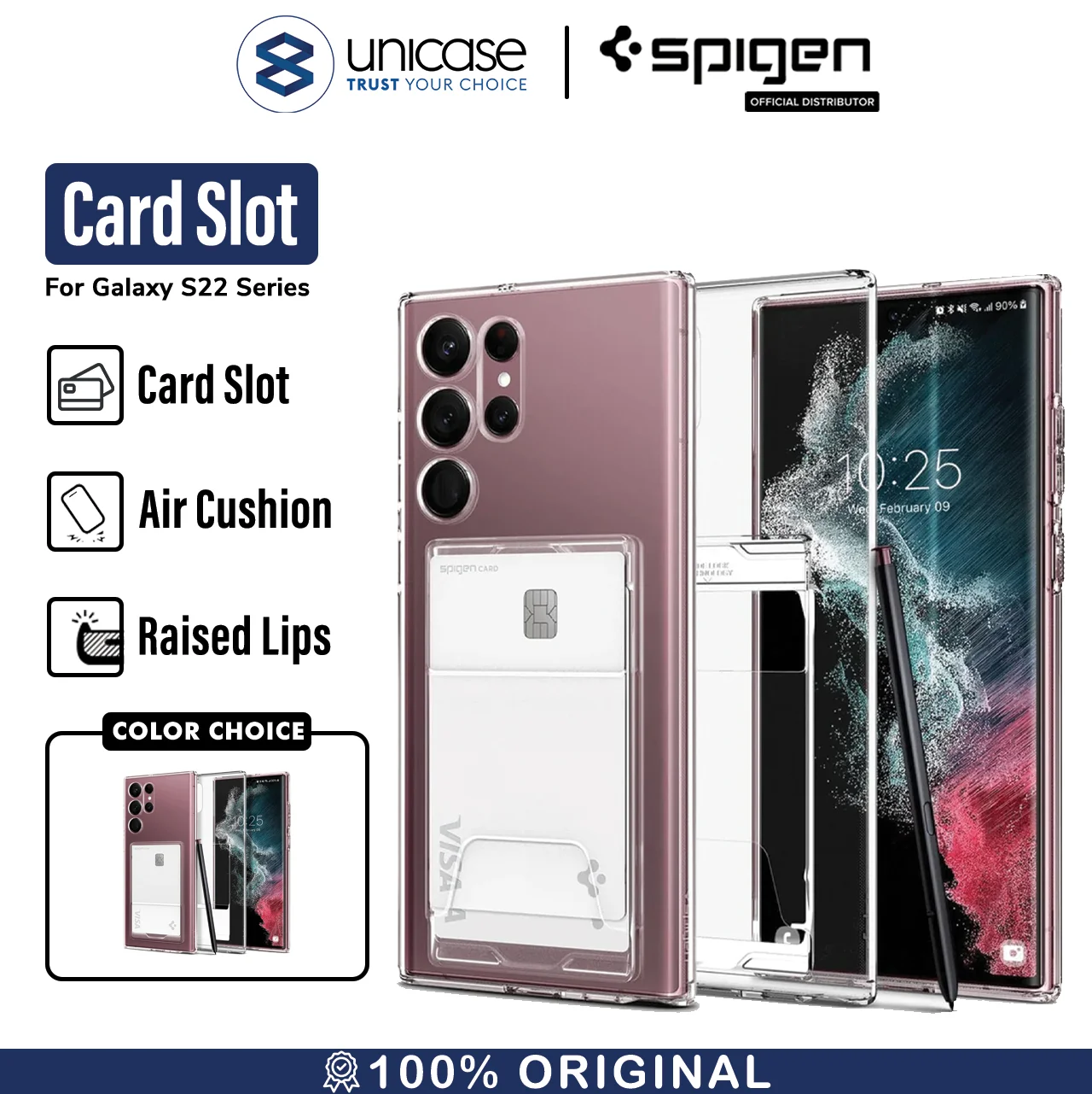 Case Samsung Galaxy S22 Ultra Plus Spigen Crystal Card Slot Casing