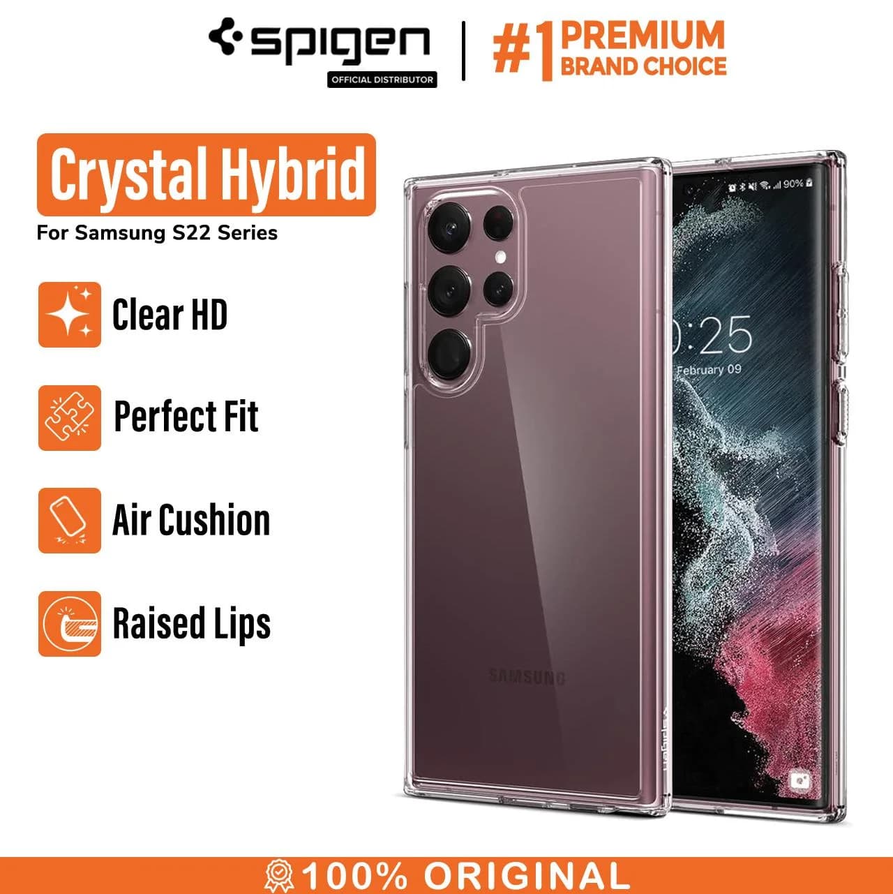 Case Samsung Galaxy S22 Ultra Plus Spigen Crystal Hybrid Clear Casing
