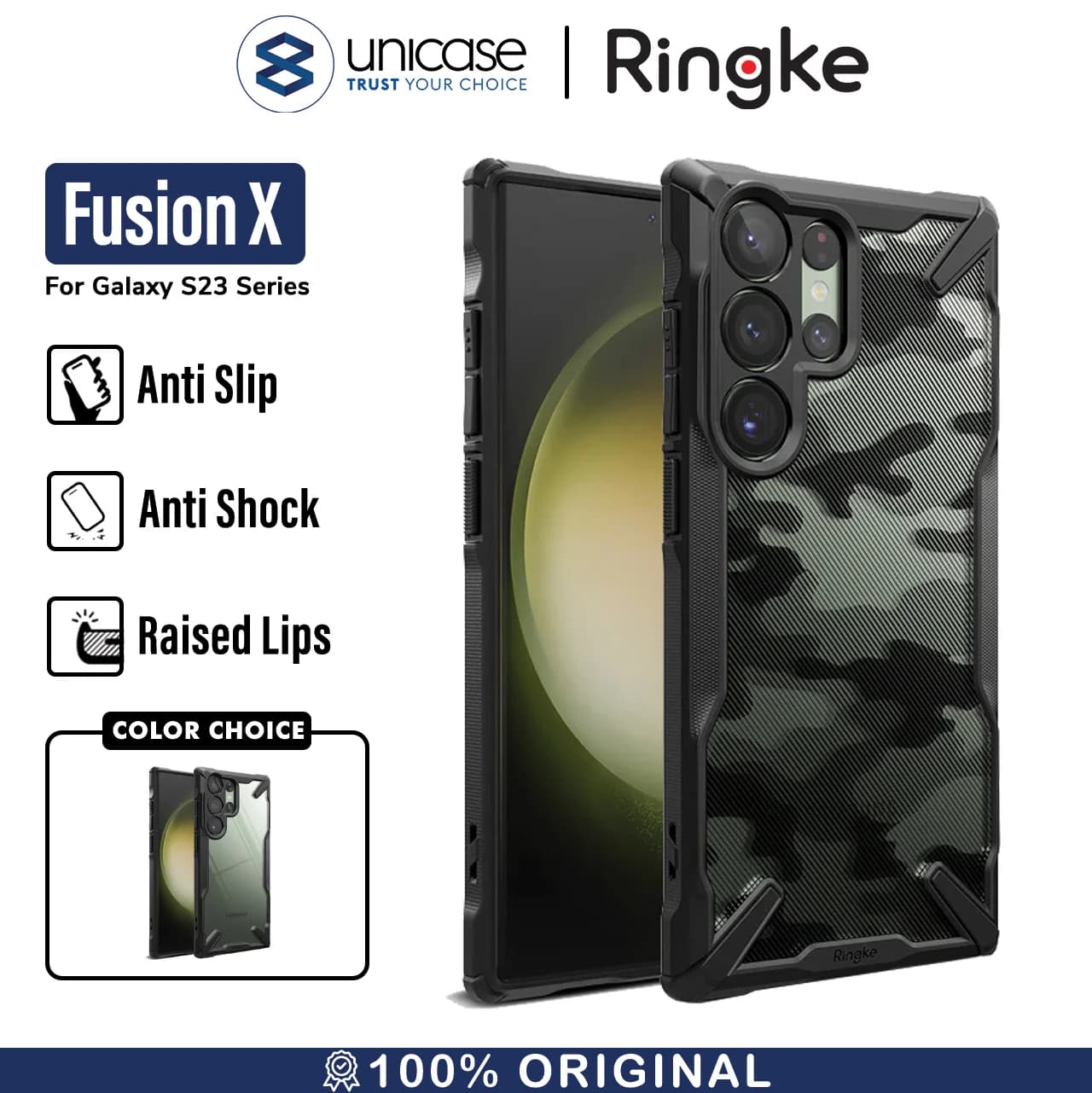 Case Samsung Galaxy S23 Ultra Plus Ringke Fusion X Anti Crack Casing