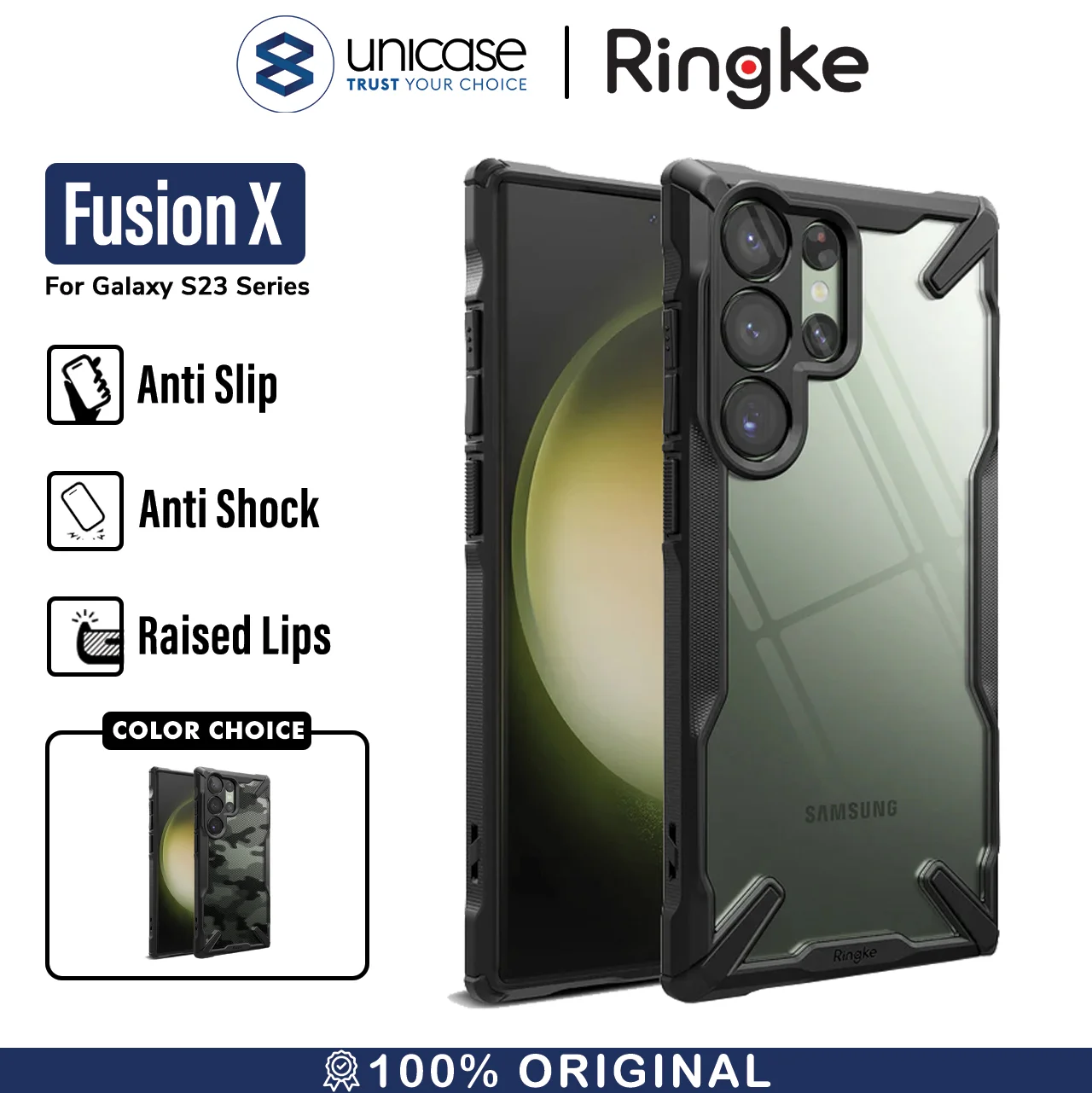 Case Samsung Galaxy S23 Ultra Plus Ringke Fusion X Anti Crack Casing