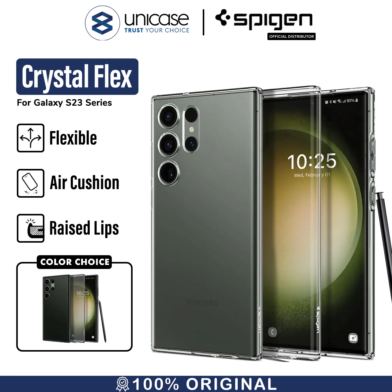 Case Samsung Galaxy S23 Ultra Plus Spigen Crystal Flex Clear Casing