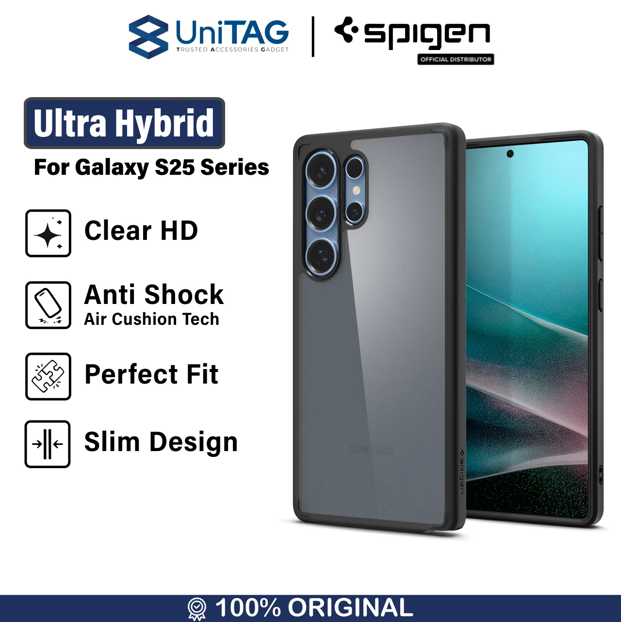 Case Samsung Galaxy S25 Ultra Plus Spigen Ultra Hybrid S Stand MagFit Anti Shock Crack Clear Casing
