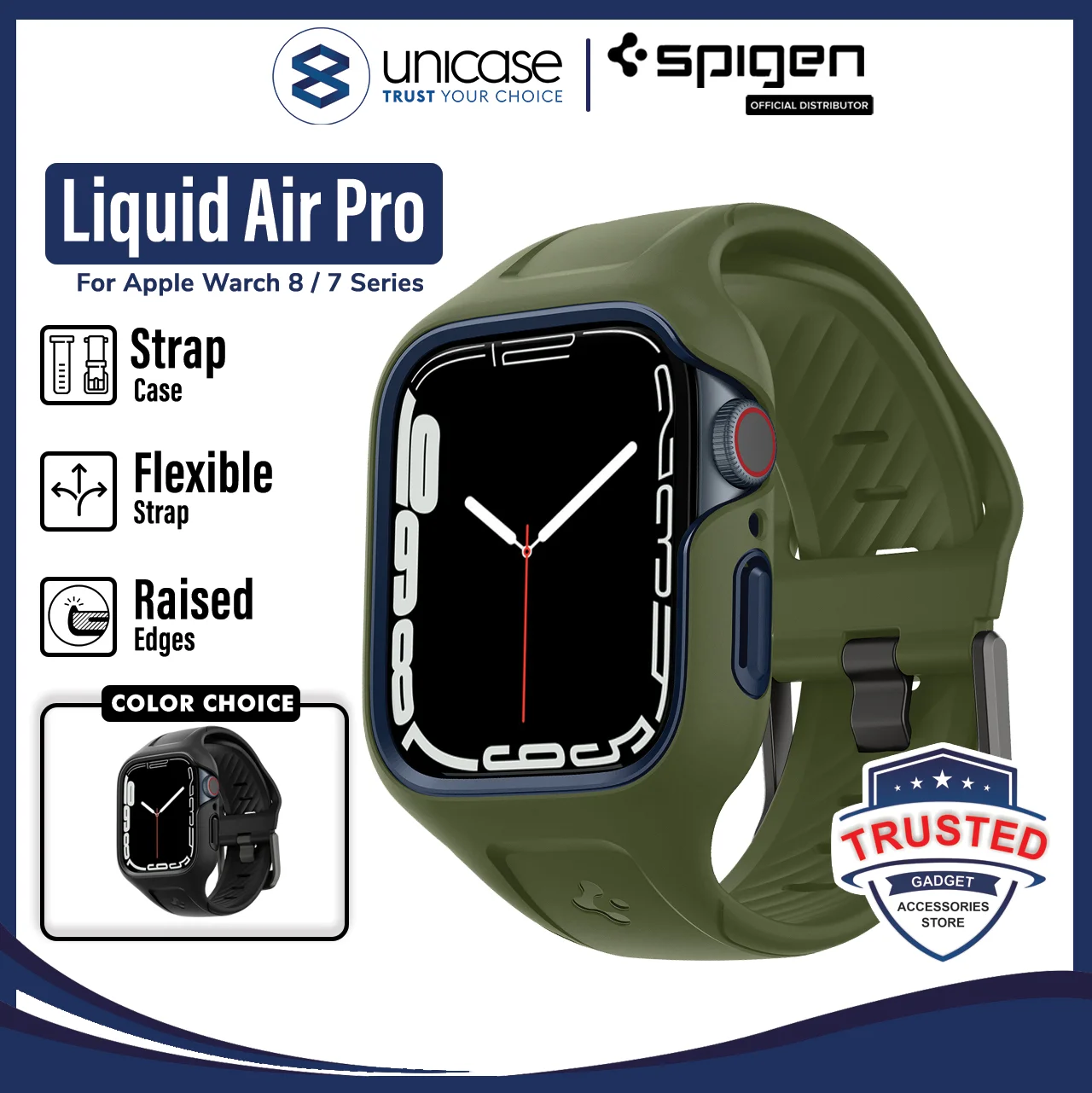 Case Strap Apple Watch 8/7 45mm/41mm Spigen Liquid Air Pro Soft Casing