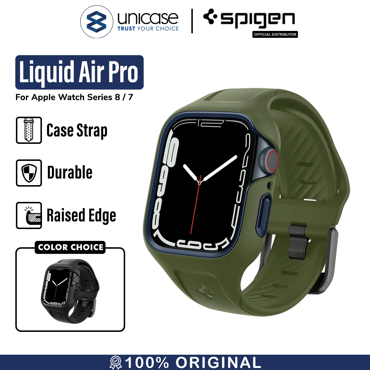 Case Strap Apple Watch 8/7 45mm/41mm Spigen Liquid Air Pro Soft Casing