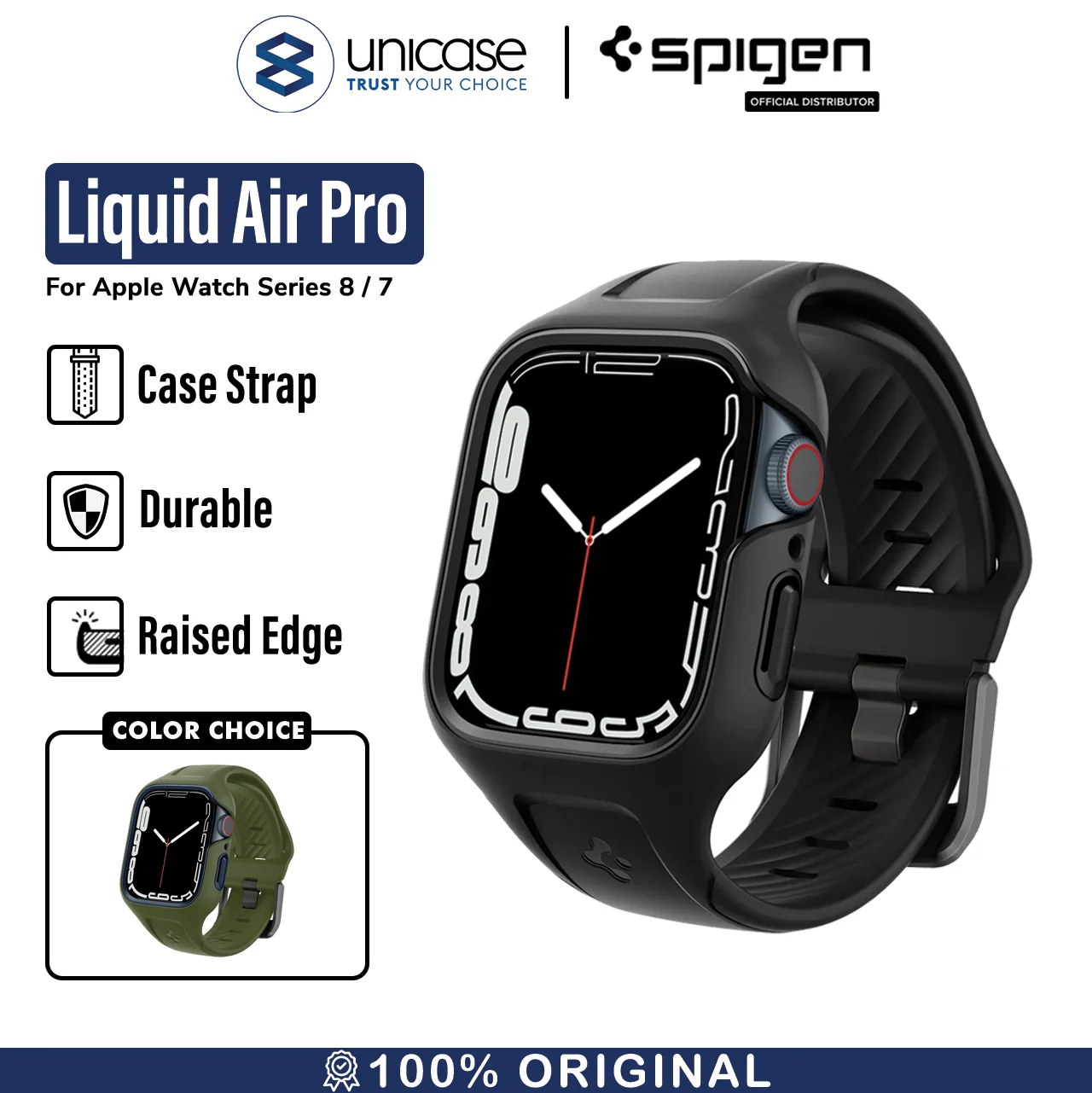 Case Strap Apple Watch 8/7 45mm/41mm Spigen Liquid Air Pro Soft Casing
