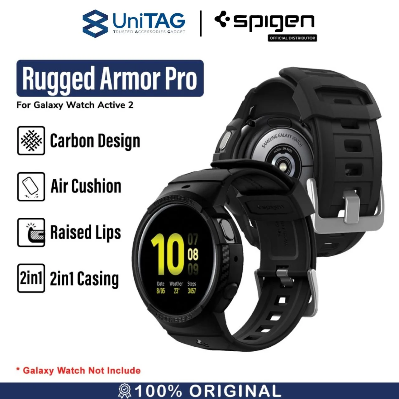 Case Strap Samsung Galaxy Watch Active 2 44mm Spigen Rugged Armor Pro