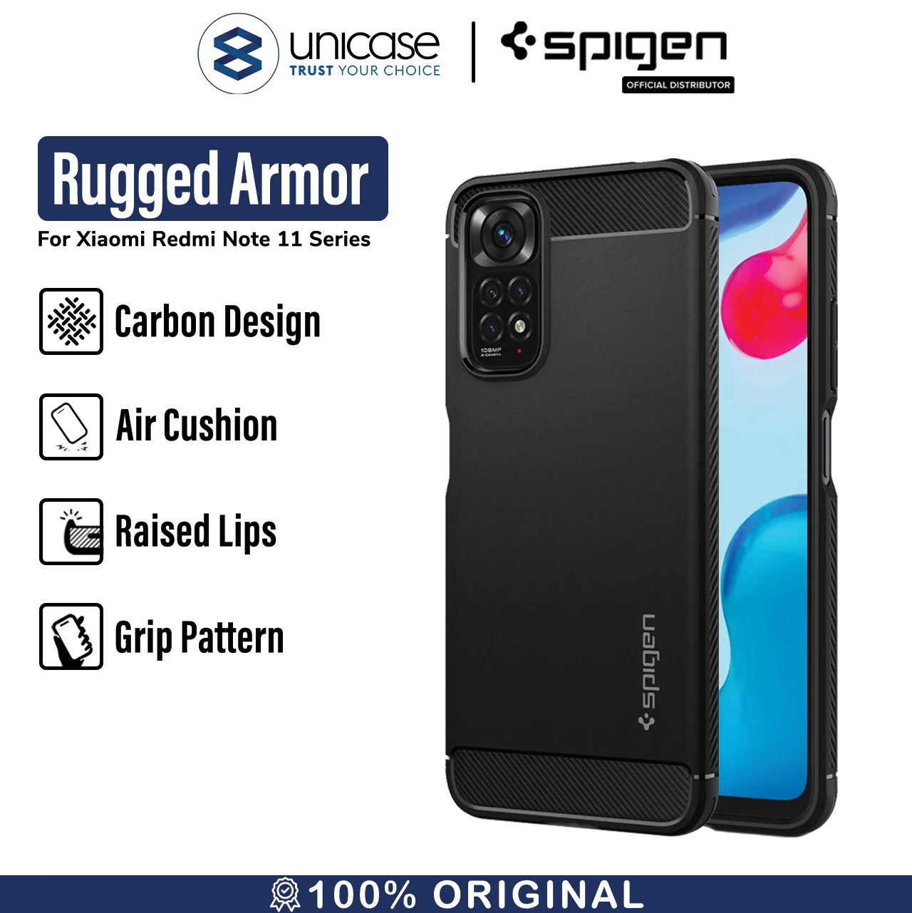 Case Xiaomi Redmi Note 11/S/Pro Plus 5G Spigen Rugged Armor Softcase