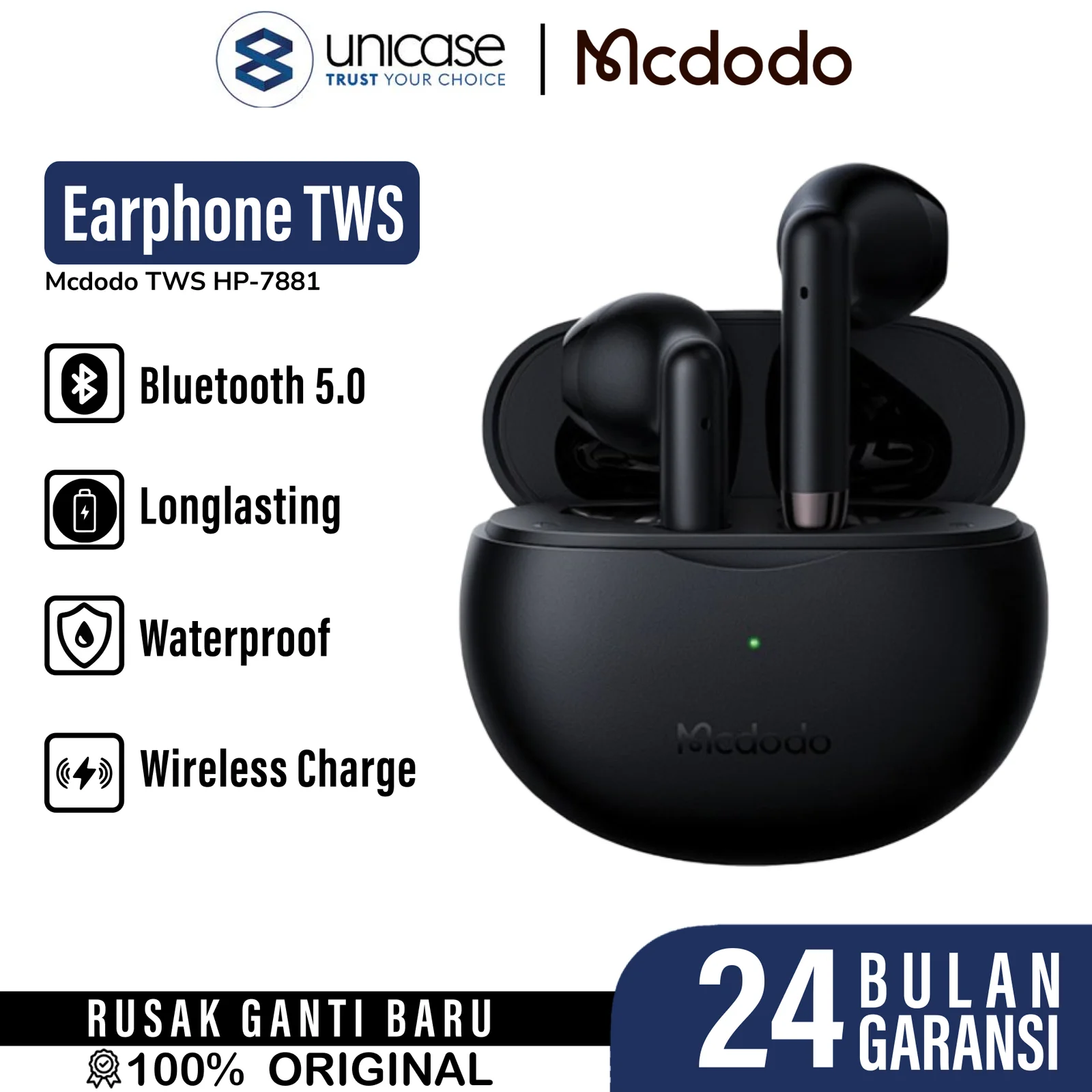 Earphone TWS MCDODO True Wireless Headset Bluetooth 5.0 Waterproof
