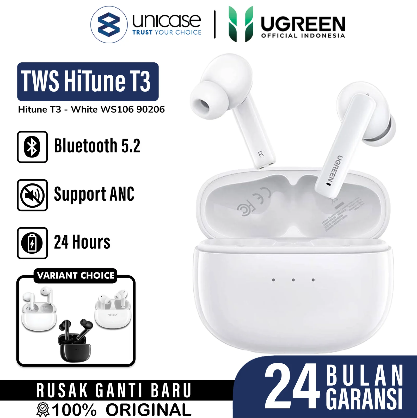Earphone TWS UGREEN Hitune H5 Bluetooth 5.3 True Wireless Earbuds 4Mic