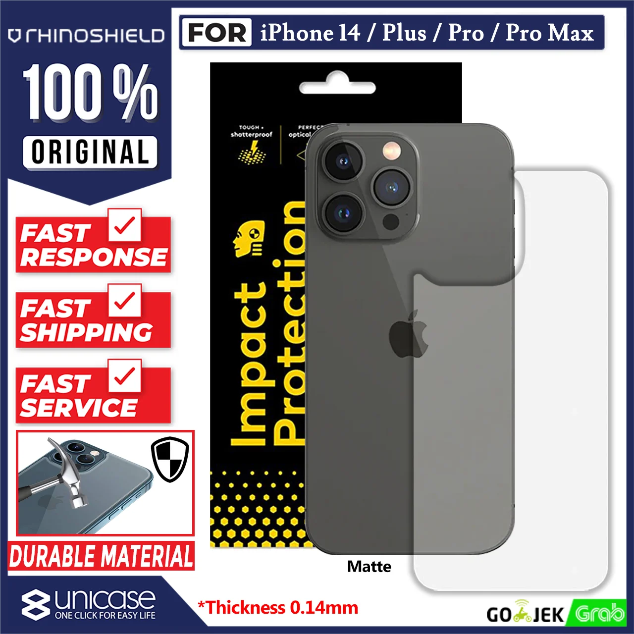 Garskin iPhone 14 Pro Max Plus Rhinoshield Back Skin Anti Gores Clear