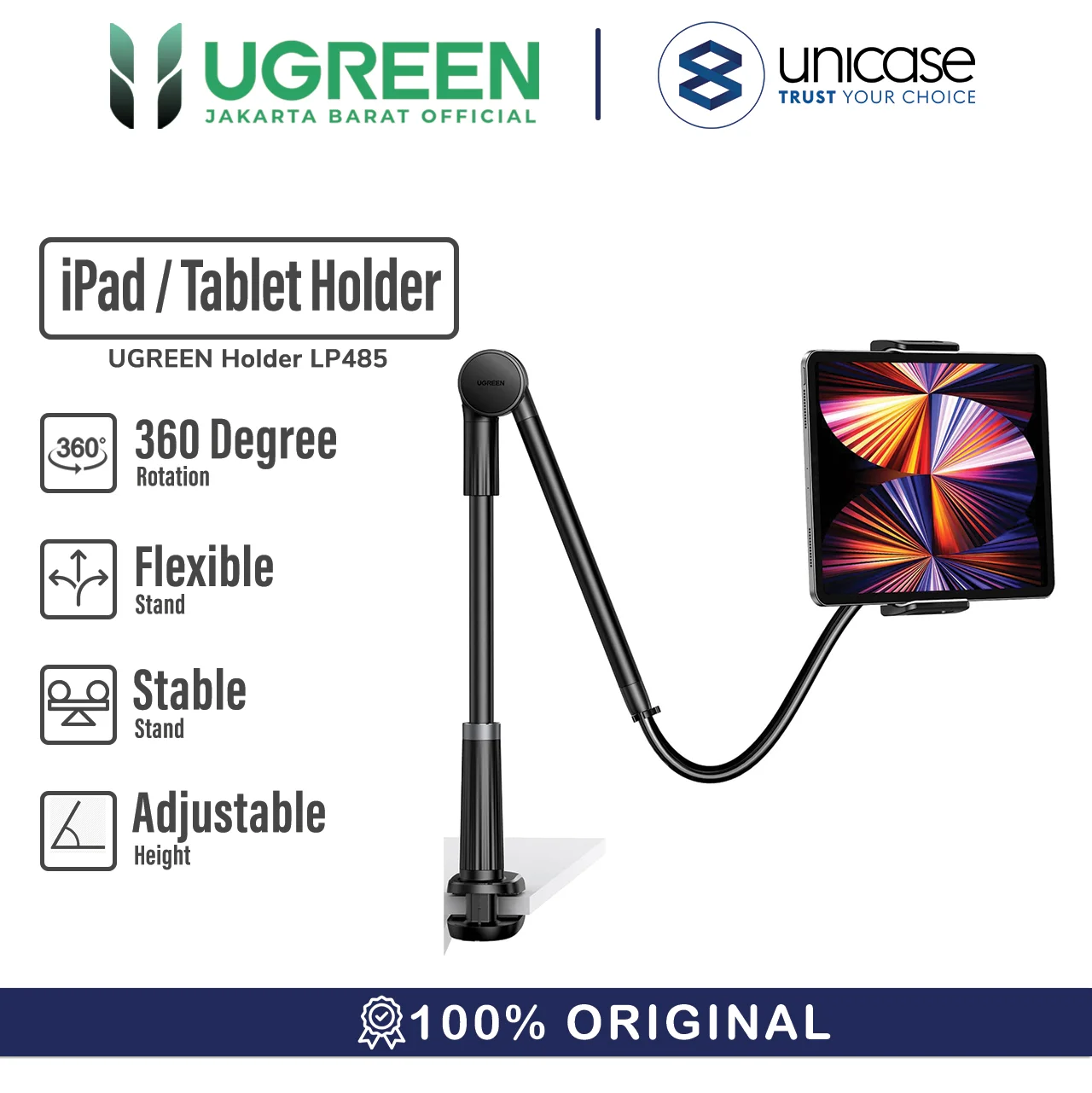 iPad Tablet Holder UGREEN Foldable Gooseneck Tripod Handphone Stand
