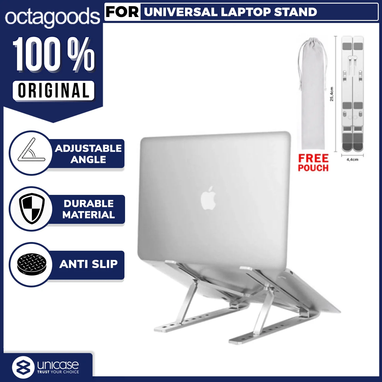 Laptop Stand OCTASTAND Aluminium Adjustable Dudukan Portable Holder