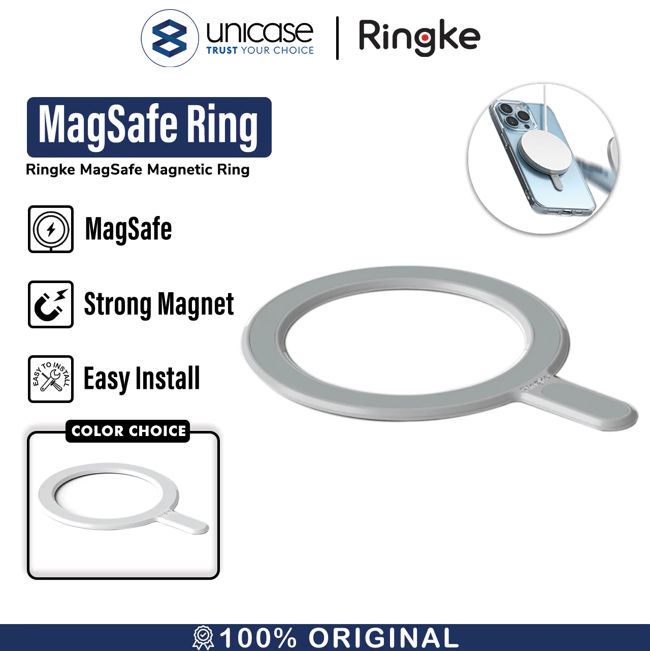 MagSafe Ring iPhone Ringke Magnetic Plate Adapter Stiker Cincin Magnet