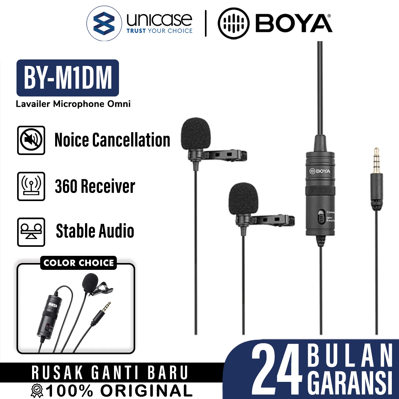Microphone Boya Lavalier BY-M1DM Omnidirectional 3.5mm Clip On Kamera