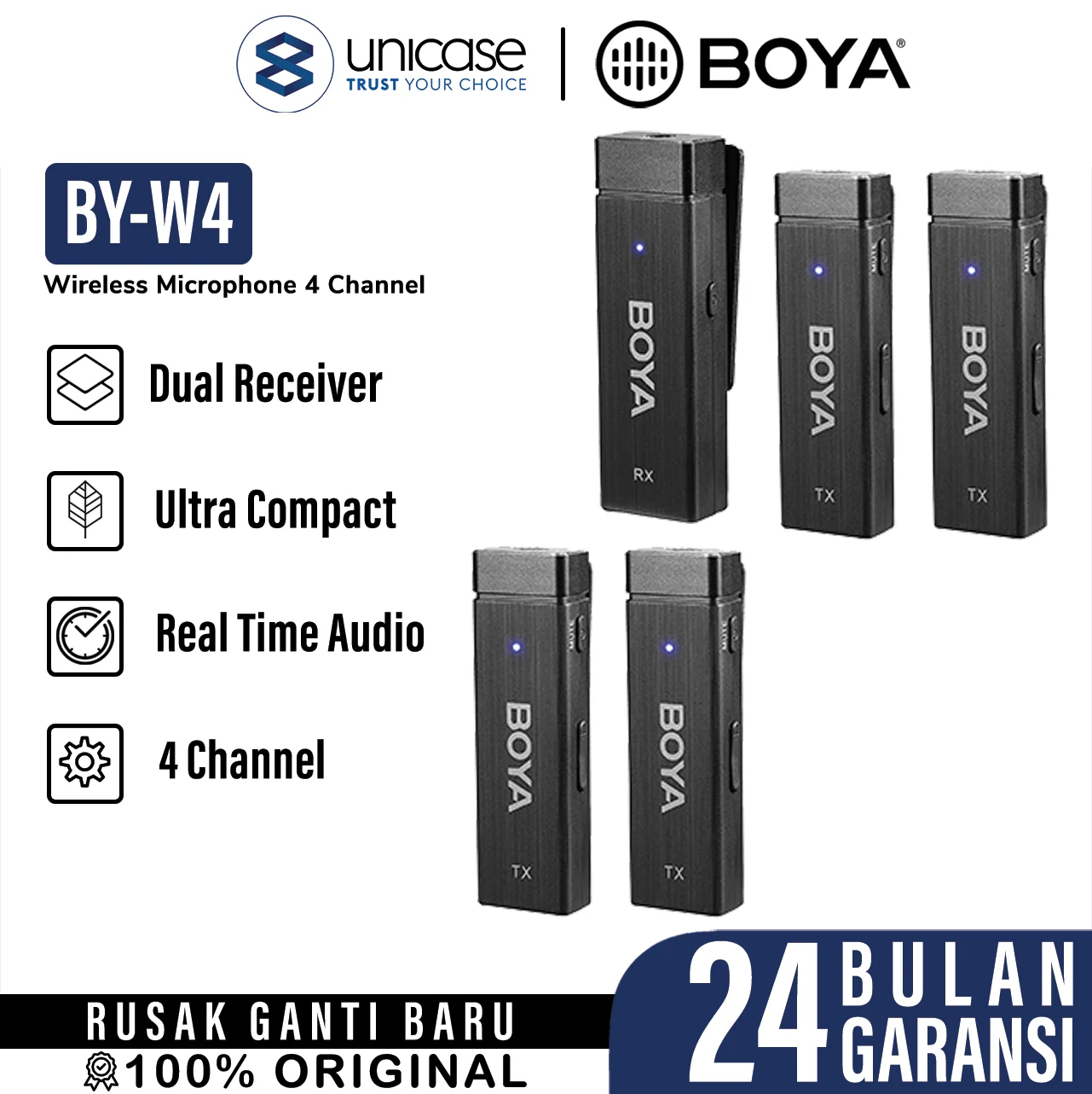 Microphone Wireless Boya BY-W4 4 Channel Wireless Transmitter 2.4GHz