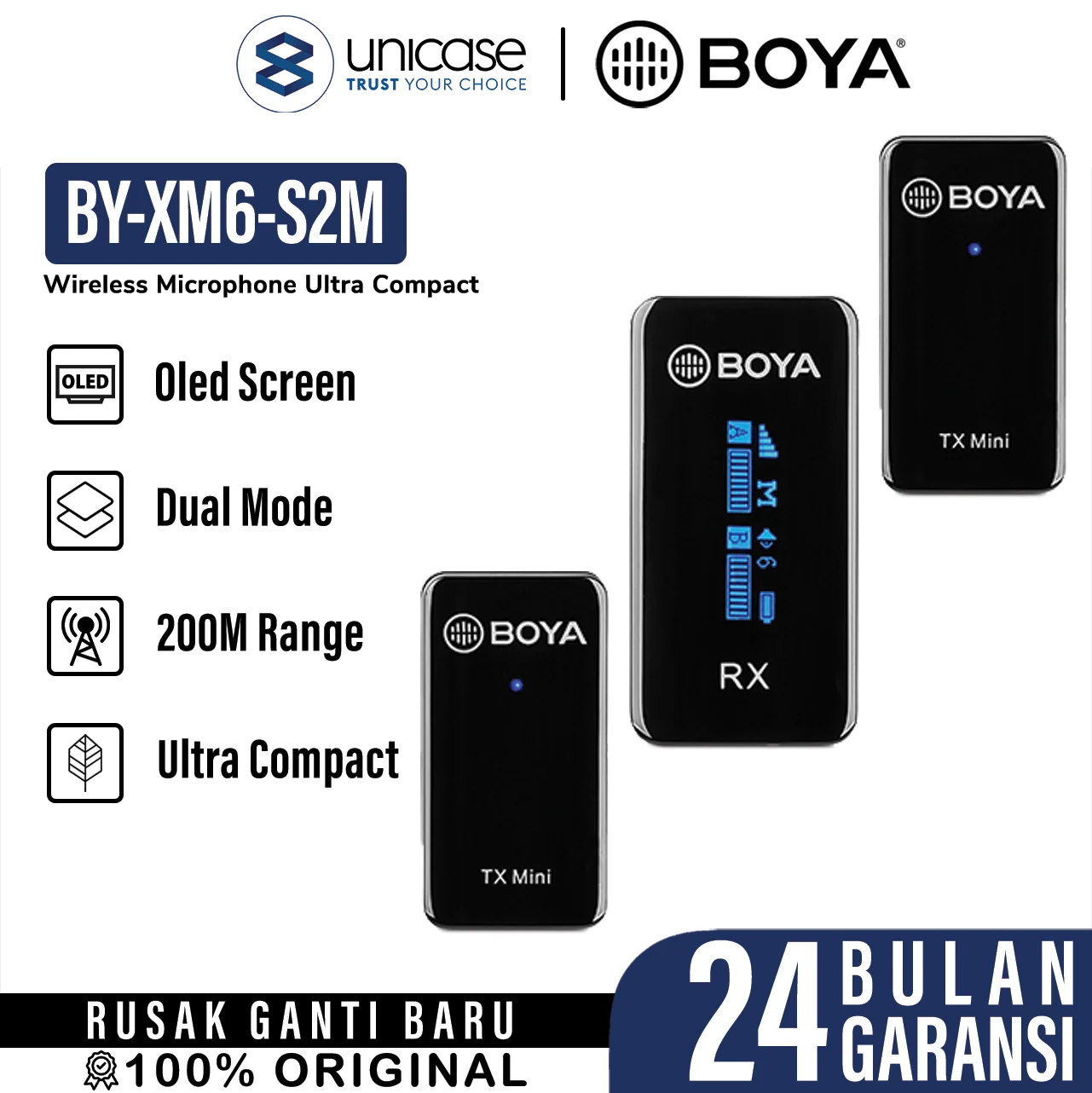 Microphone Wireless Boya BY-XM6-S2M Dual Channel Omni Mic Clip On HD