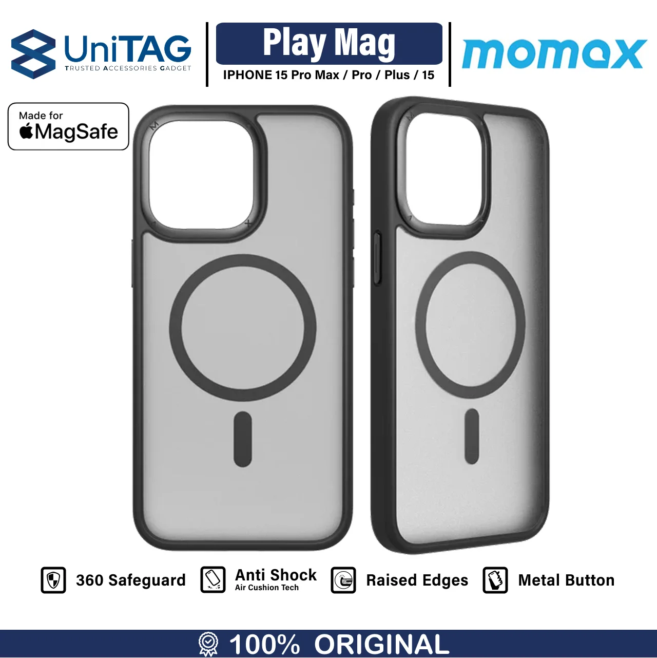 Case iPhone 15 Pro Max Plus Momax Play Magnetic MagSafe Cover Casing