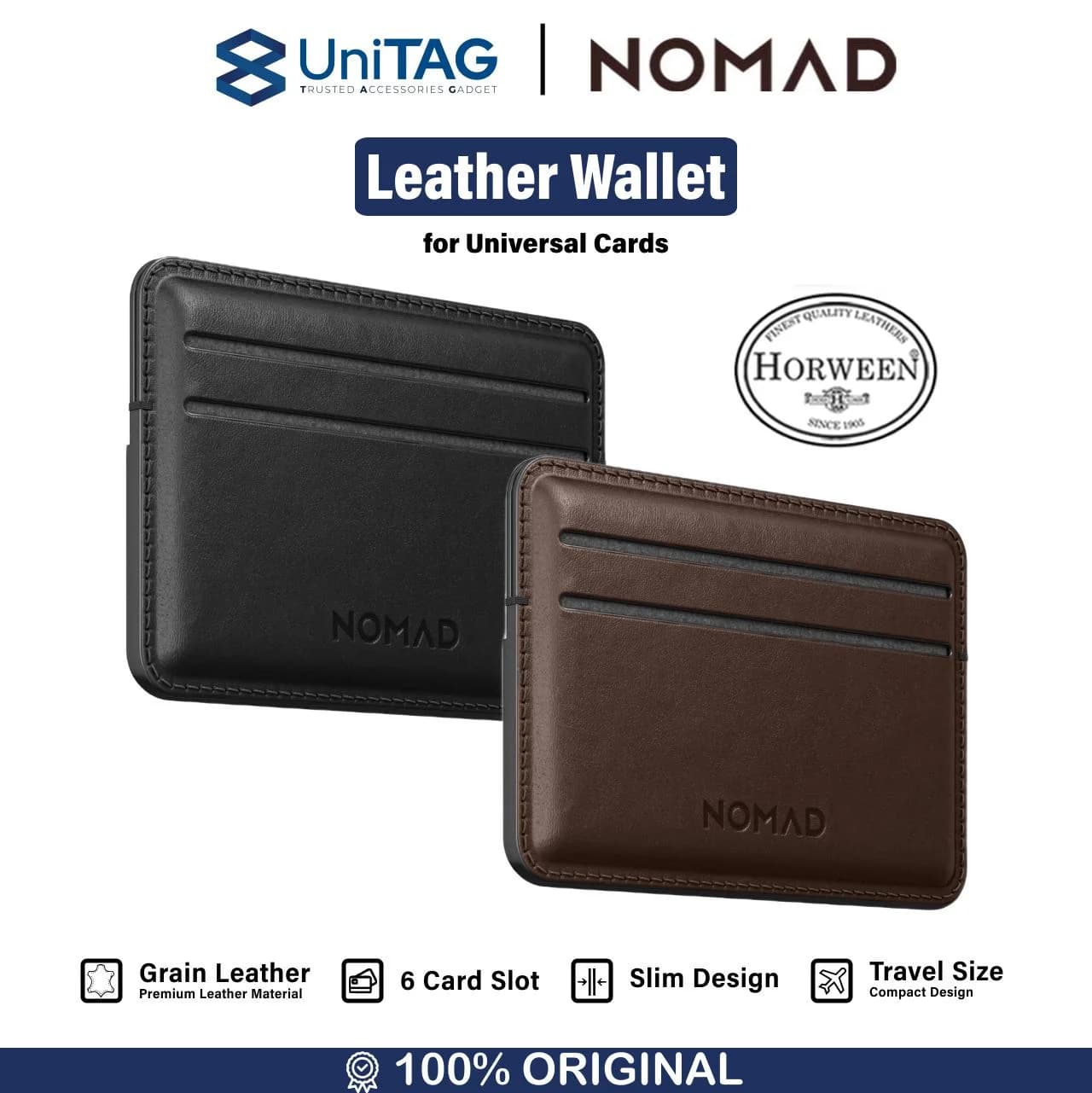 Nomad Wallet Slim Leather Dompet Pria Kulit Asli Premium Original