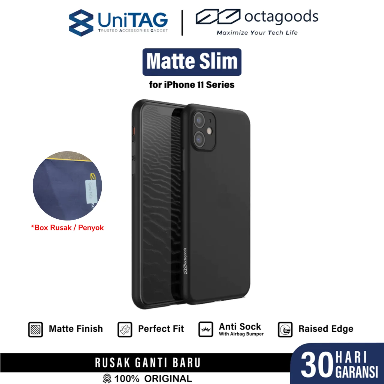 Octagoods iPhone 11 Case Matte Slim - Black CB33095-1