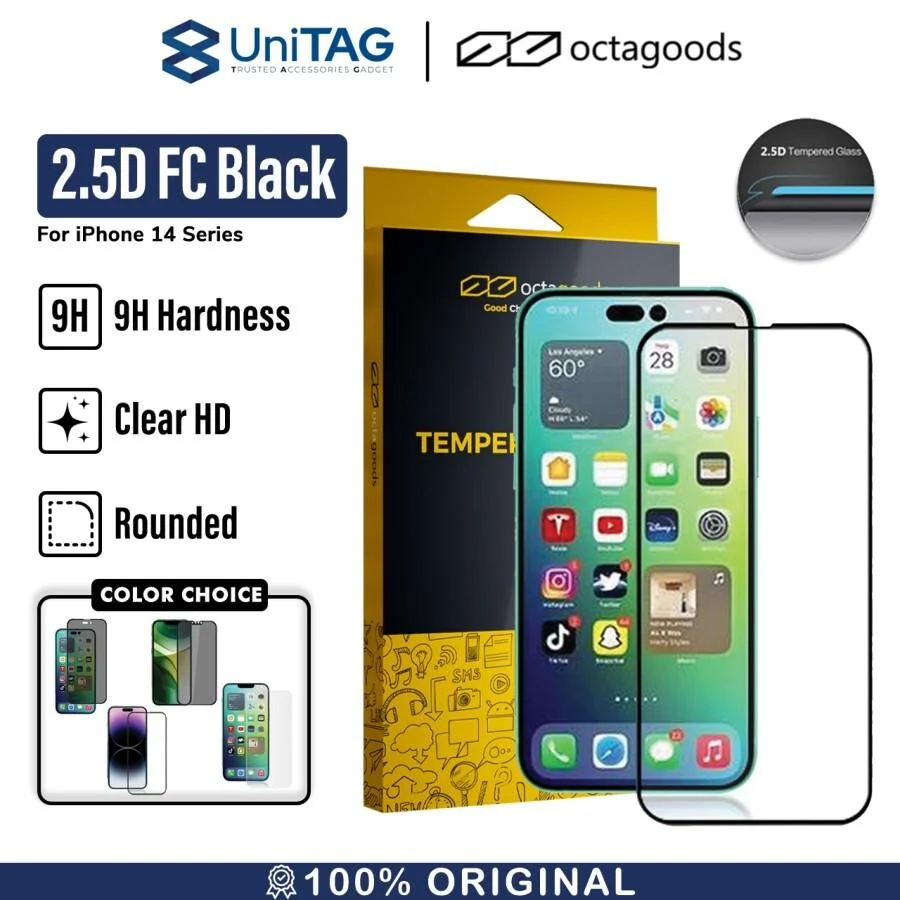 Tempered Glass iPhone 14/13 Pro Max Plus Octagoods Clear Full Cover 9H