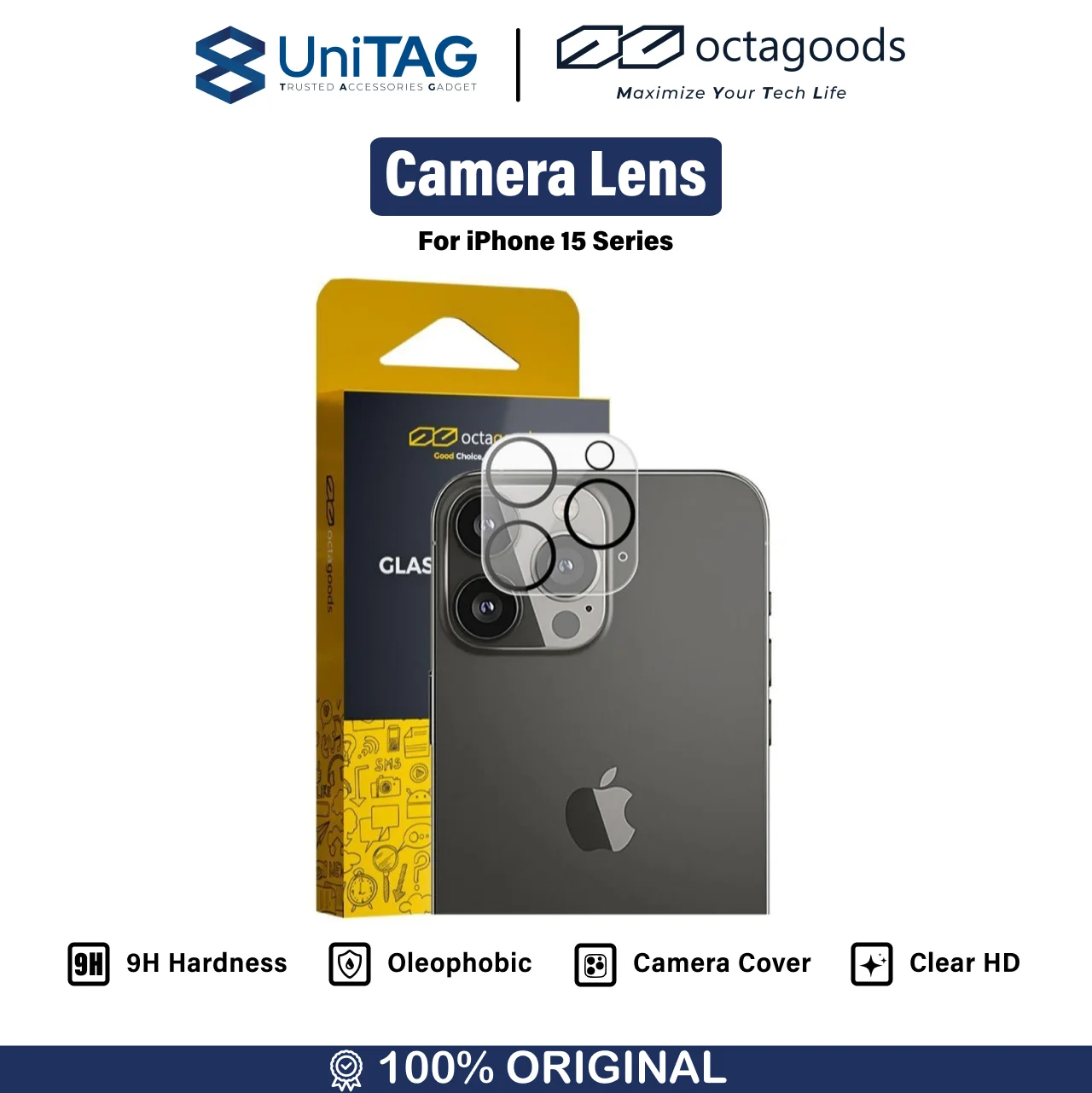Camera Lens Octagoods Glass Protector iPhone 15 Pro Max Plus Cover 9H