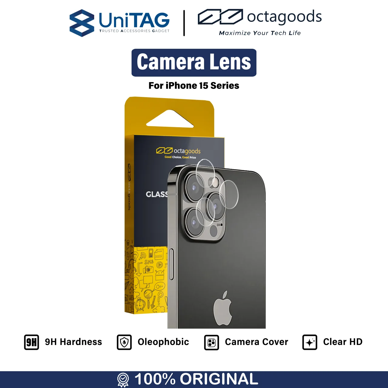 Camera Lens Octagoods Glass Protector iPhone 15 Pro Max Plus Cover 9H