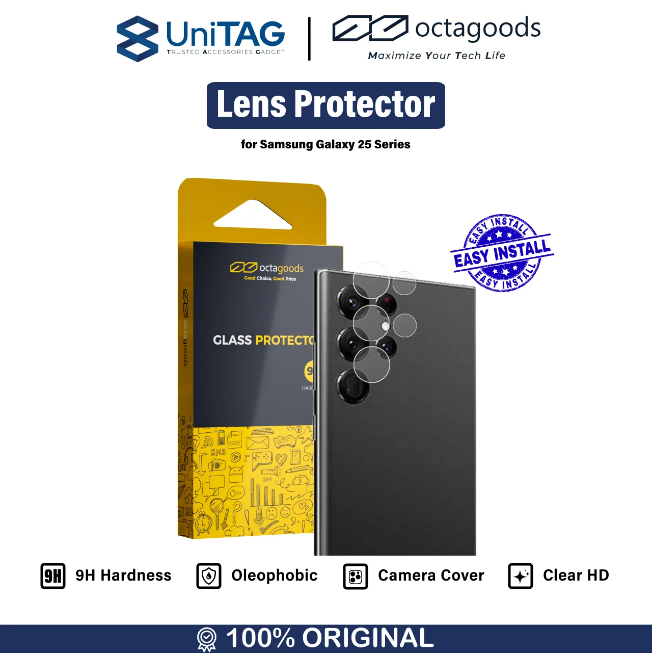 Pelindung Kamera Samsung Galaxy S25 Ultra Plus Octagoods Camera Lens Protector Clear HD Anti Gores
