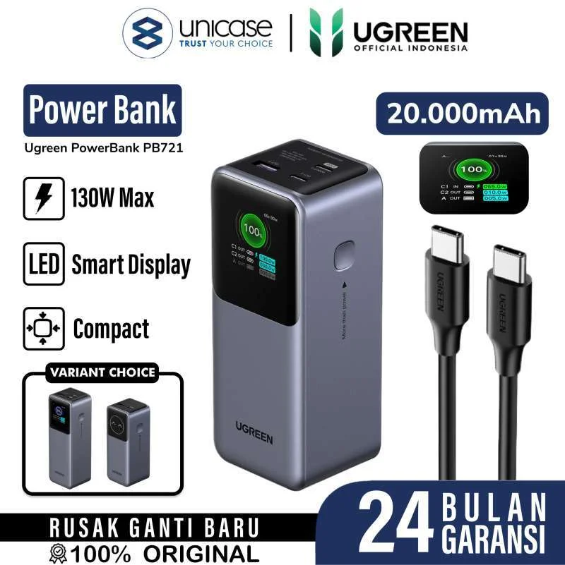 Powerbank USB C UGREEN 100W 20000mAh Support PD QC 3.0 Fast Charging